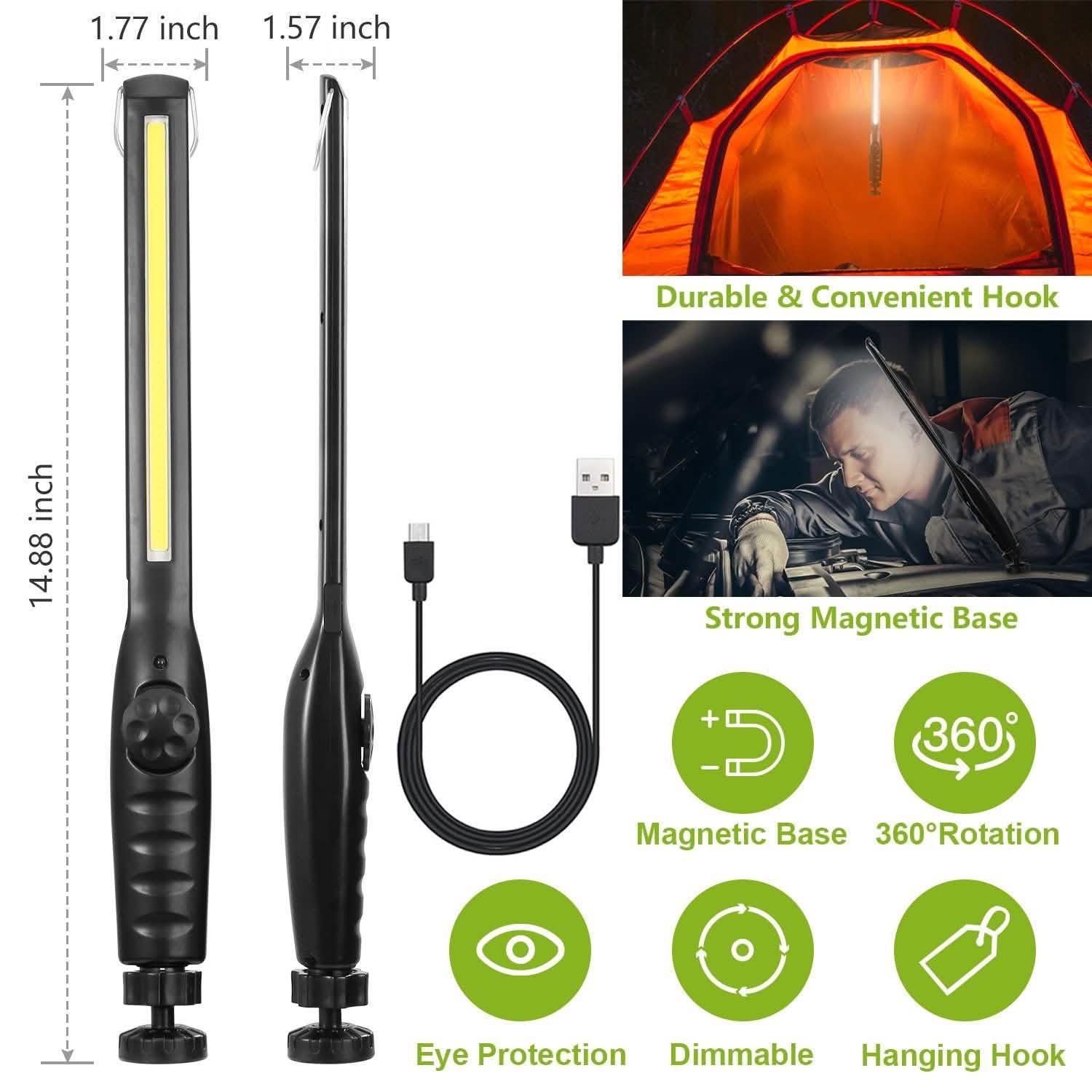 COB Work Light IPX4 Handheld Emergency LED Lamp Outdoor Lighting - Tophatter Daily Deals