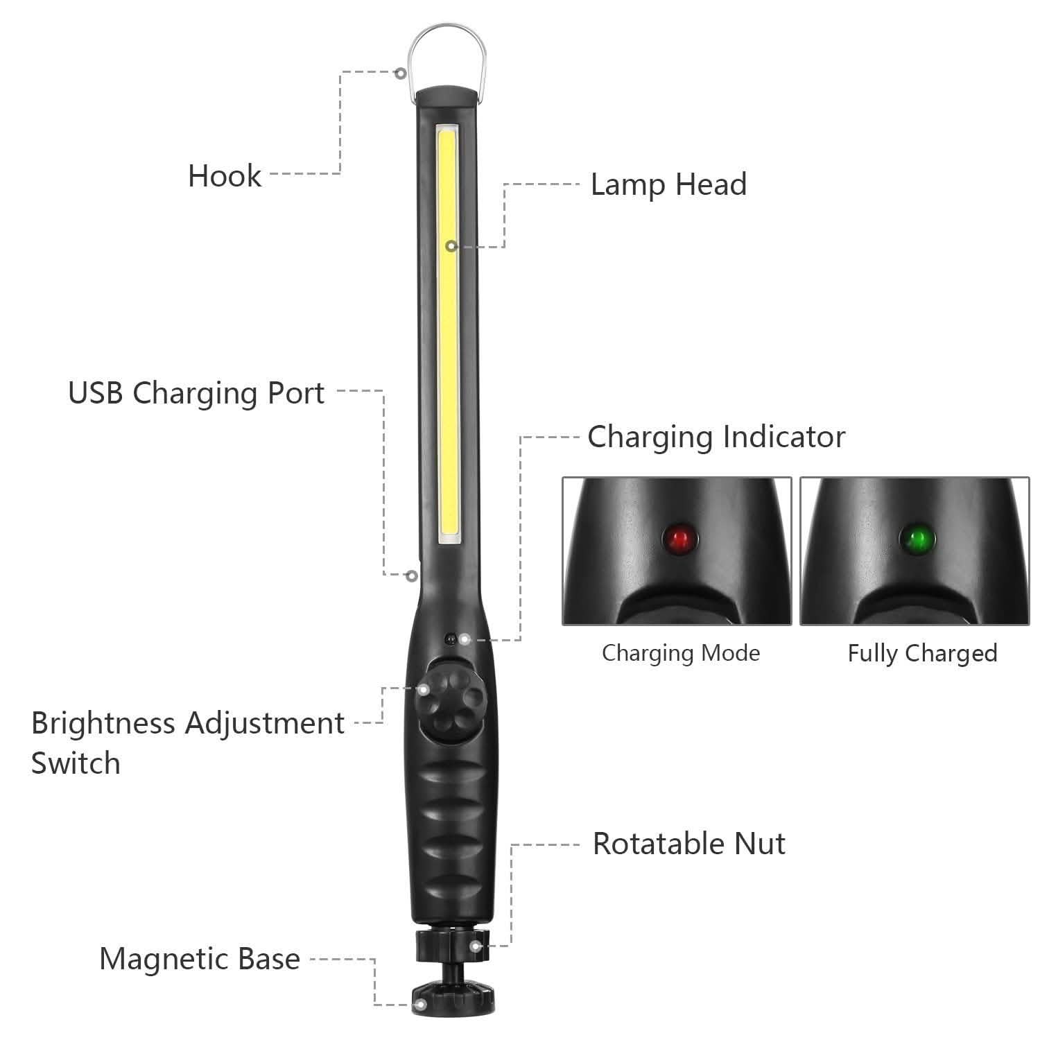 COB Work Light IPX4 Handheld Emergency LED Lamp Outdoor Lighting - Tophatter Daily Deals