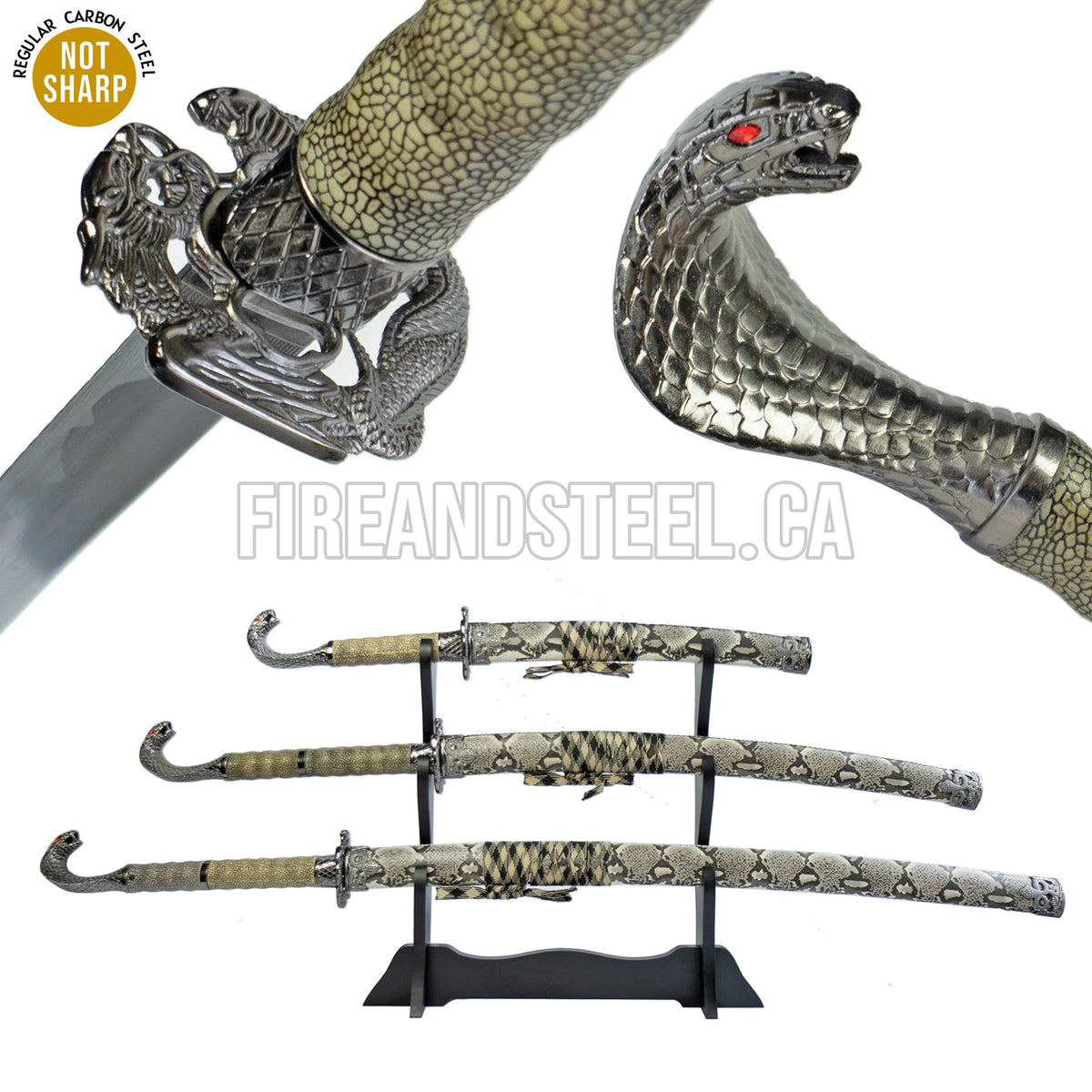 Fire and Steel - Cobra Katana 3-Sword Set Fire and Steel Exclusive - Tophatter Daily Deals