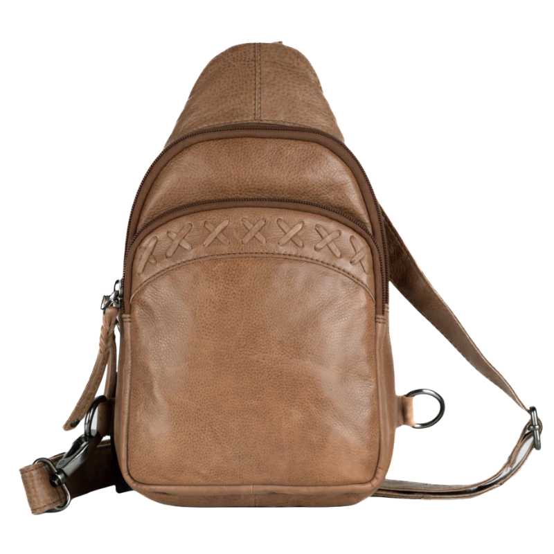 Taylor Leather Conceal Carry Sling Backpack Purse Cognac Handgun Purses - Tophatter Daily Deals