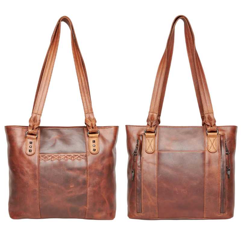 Peyton Leather Concealed Carry Tote EDC Handbag Handgun Purses - Tophatter Daily Deals