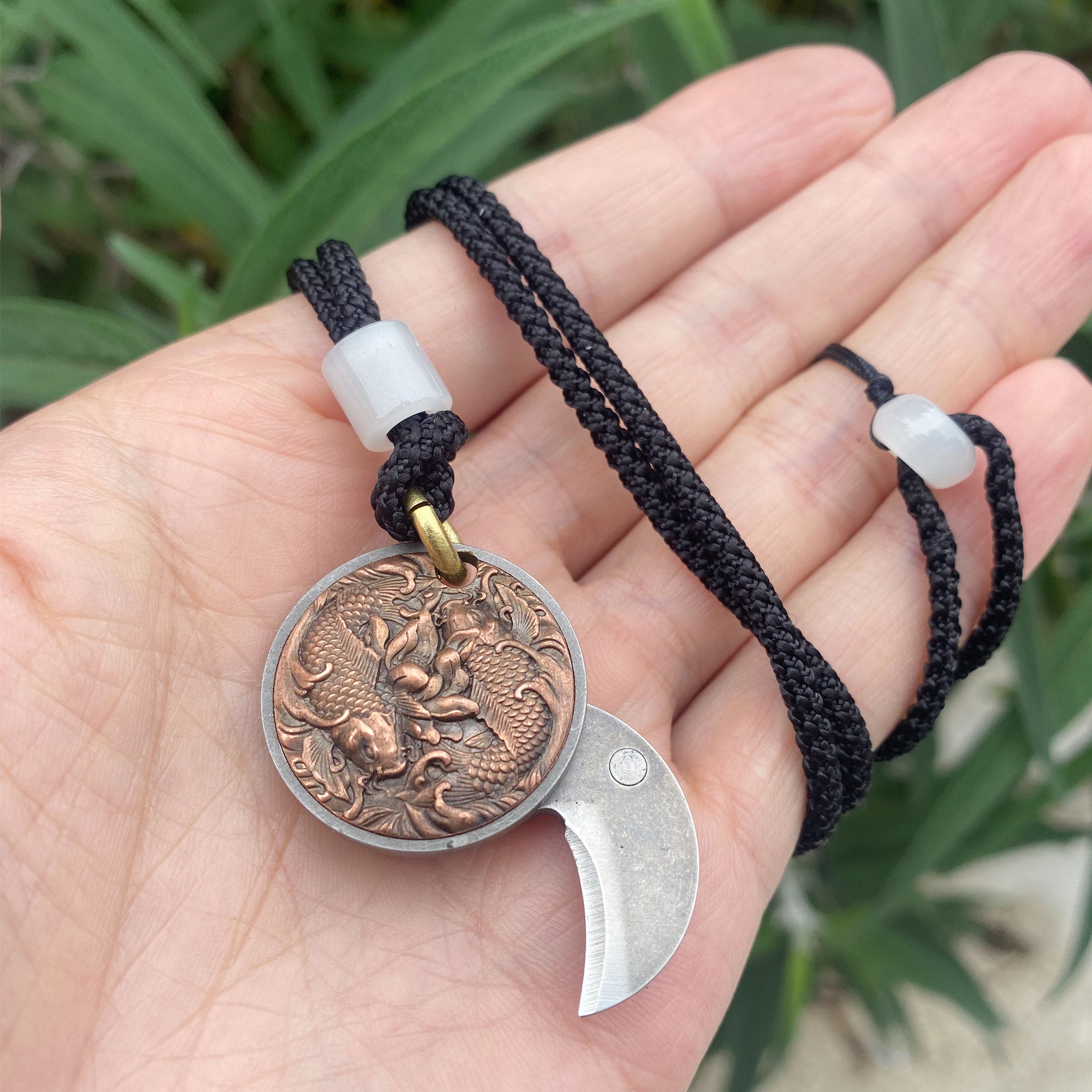 Chinese Style Goldfish Coin Knife Ocean Inspired Necklace EDC Tool USA Stock - Tophatter Daily Deals