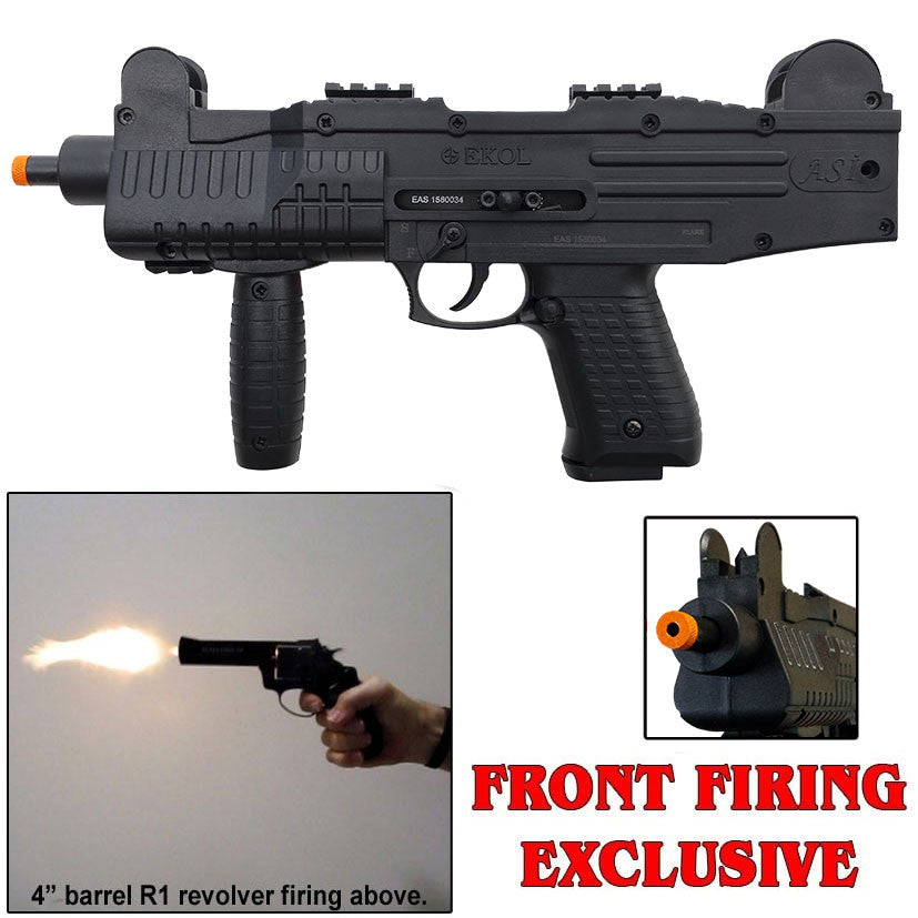 EKOL ASI UZI Black - Full Auto Front Firing 9mm Blank Gun (Includes 2 Magazines) - Tophatter's Weapons'N'Deals Blank Firing Replica Guns - Tophatter Daily Deals