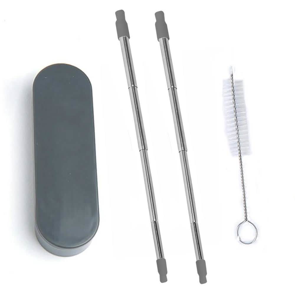 Collapsable Telescopic Reusable Drinkable Straw Gray Wine & Dining - Tophatter Daily Deals