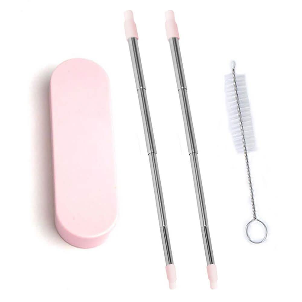 Collapsable Telescopic Reusable Drinkable Straw Peach Wine & Dining - Tophatter Daily Deals