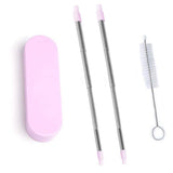 Collapsable Telescopic Reusable Drinkable Straw Pink Wine & Dining - Tophatter Daily Deals