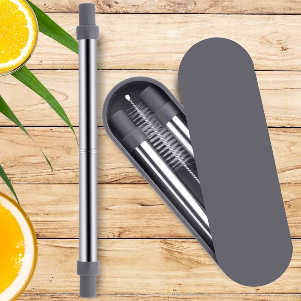 Collapsable Telescopic Reusable Drinkable Straw Wine & Dining - Tophatter Daily Deals