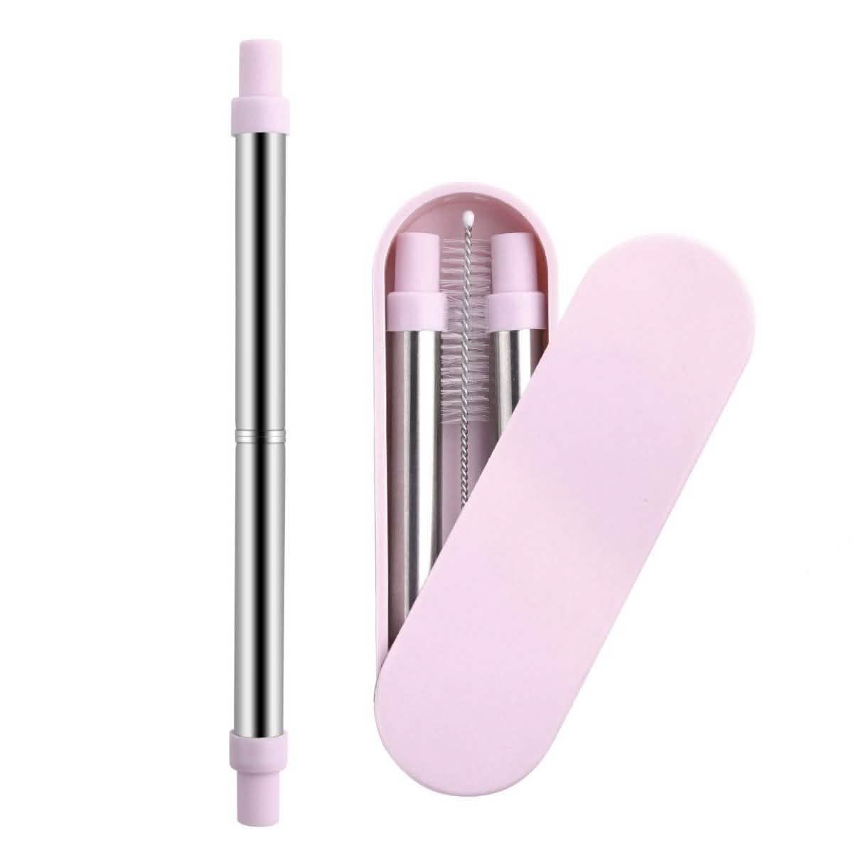 Collapsable Telescopic Reusable Drinkable Straw Peach Wine & Dining - Tophatter Daily Deals