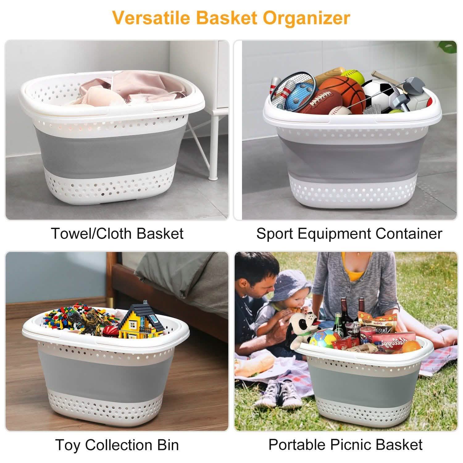 Collapsible Laundry Basket with Comfort Handle Storage & Organization - Tophatter Daily Deals