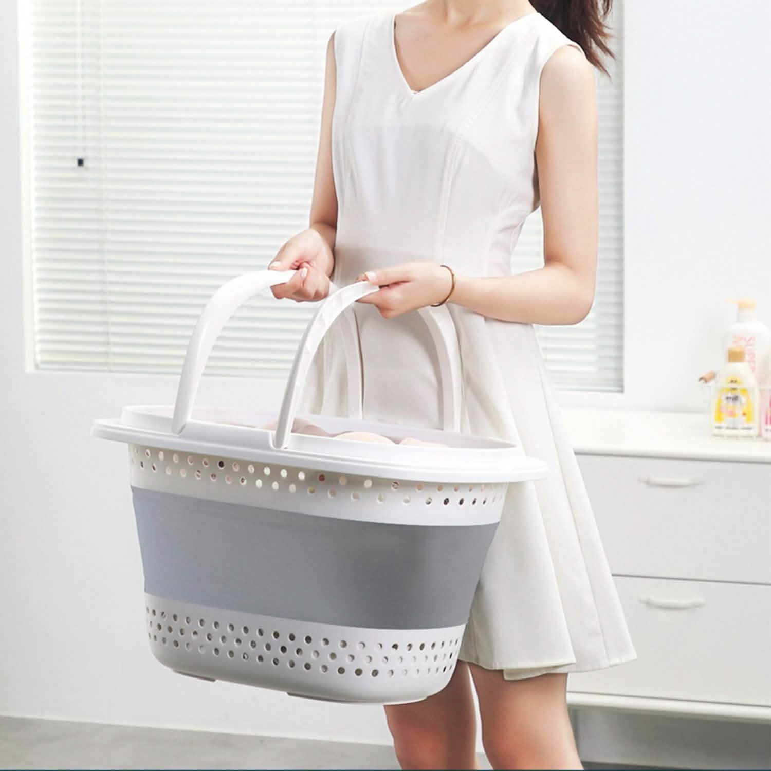 Collapsible Laundry Basket with Comfort Handle Storage & Organization - Tophatter Daily Deals