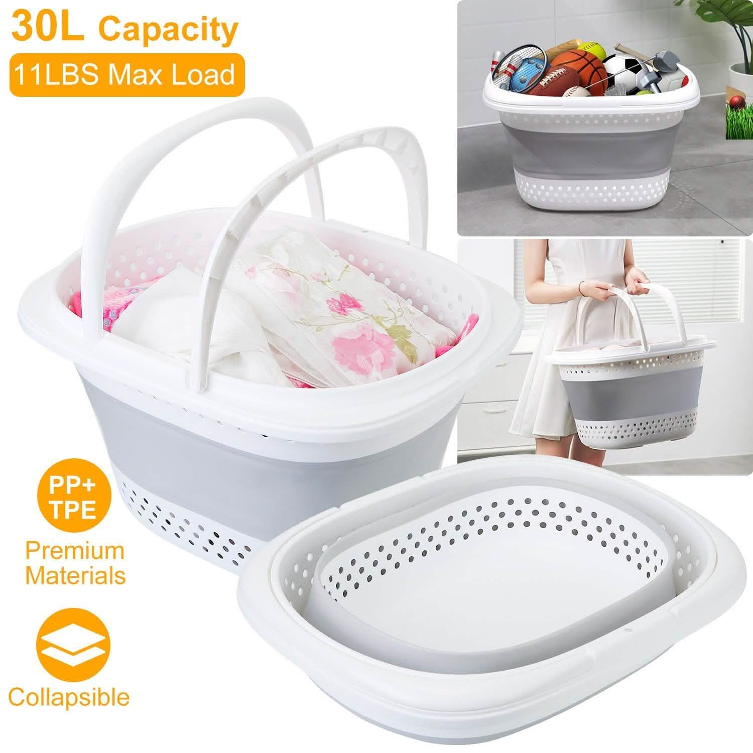 Collapsible Laundry Basket with Comfort Handle Storage & Organization - Tophatter Daily Deals