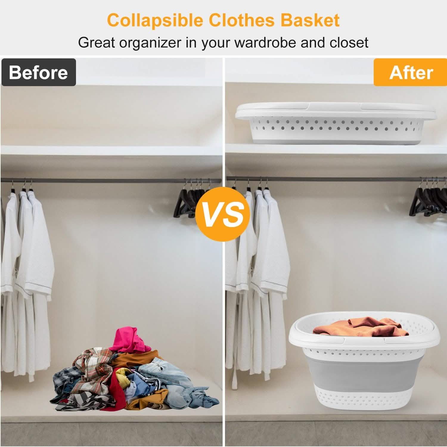 Collapsible Laundry Basket with Comfort Handle Storage & Organization - Tophatter Daily Deals