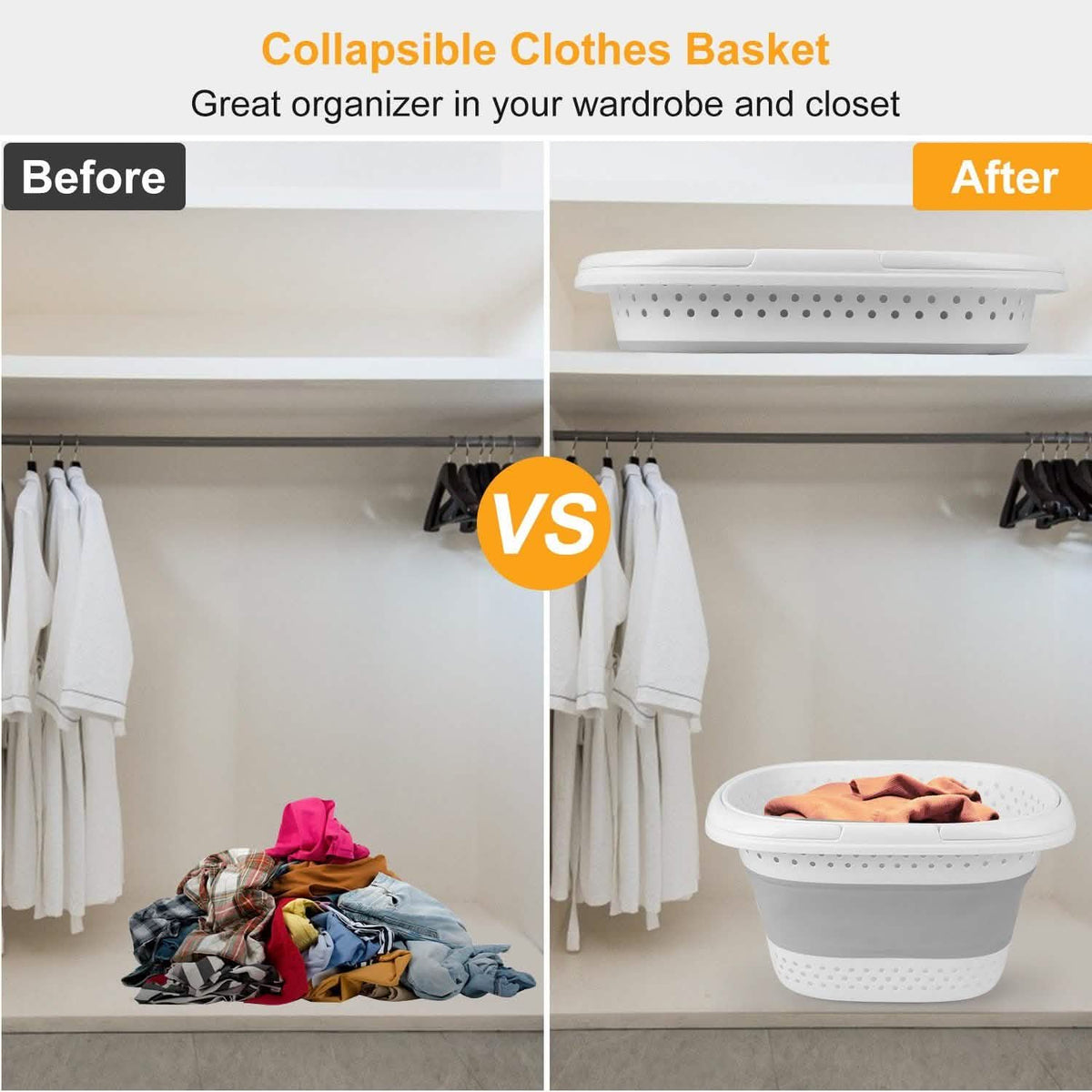 Collapsible Laundry Basket with Comfort Handle Storage & Organization - Tophatter Daily Deals