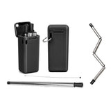 Collapsible, Portable, And Reusable Stainless Steel Drinking Straw With Case Black Wine & Dining - Tophatter Daily Deals