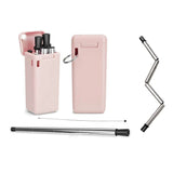 Collapsible, Portable, And Reusable Stainless Steel Drinking Straw With Case Pink Wine & Dining - Tophatter Daily Deals