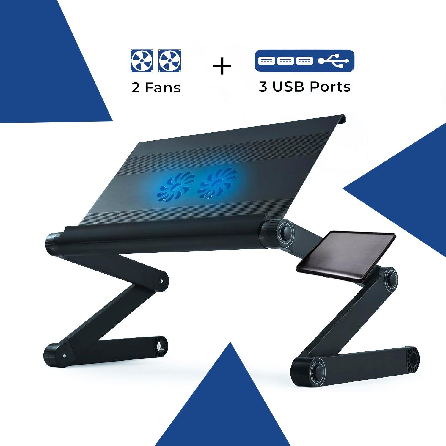 Laptop Stands Portable - Folding Laptop Desk Table Bed Adjustable Portable Stand Tray Furniture With Fan Accessories - Tophatter Daily Deals