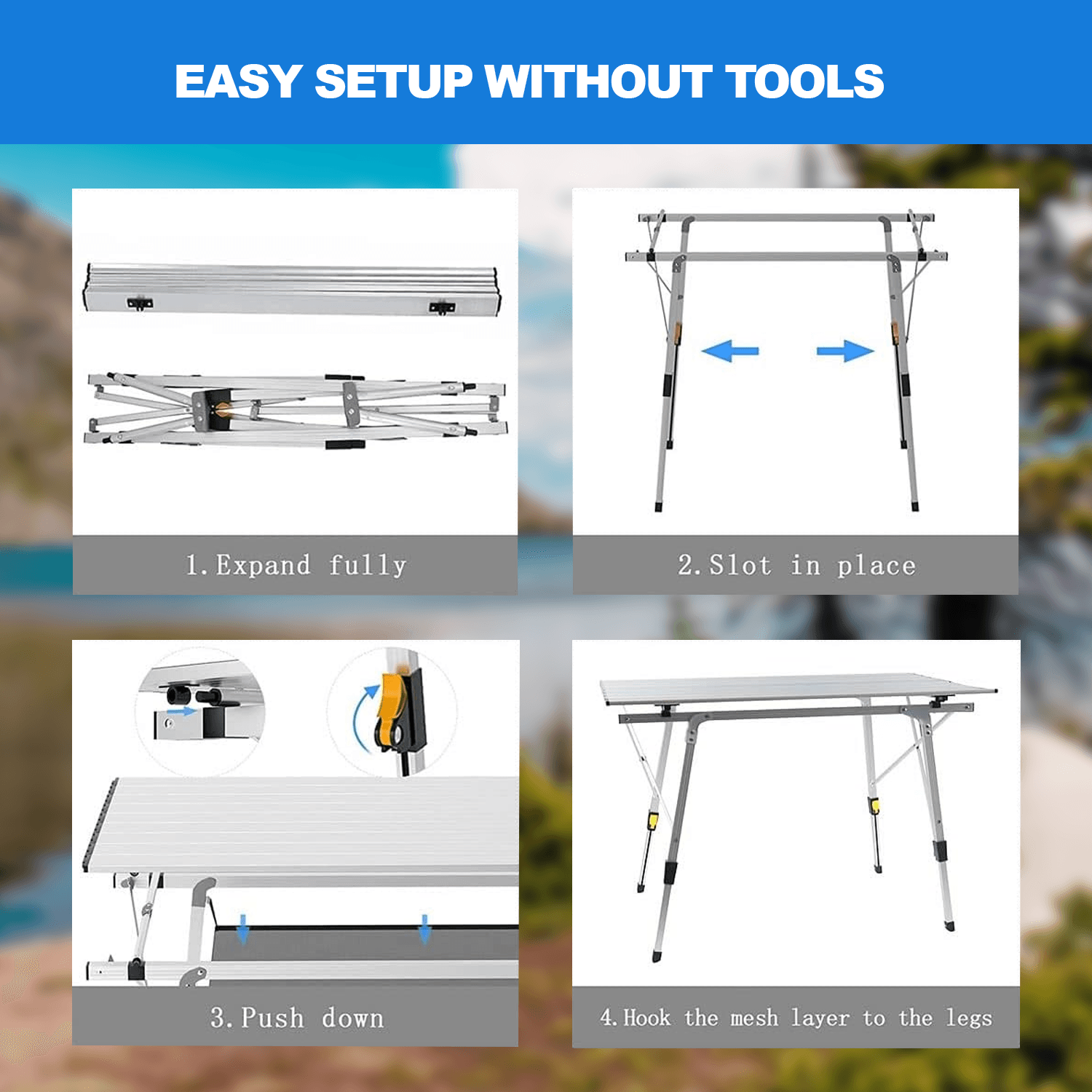 Rollup Camping Table – Adjustable Height Folding Picnic Table for Outdoor & Travel Home - Tophatter Daily Deals