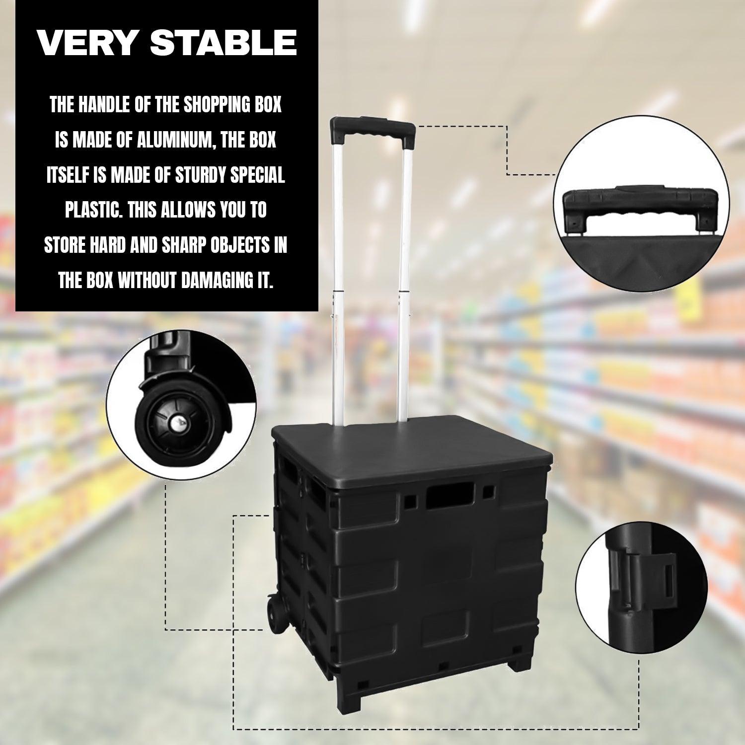 Folding Shopping Cart Trolley - 25kg Multipurpose Foldable Shopping Trolley Cart Handle Wheel Camping Caddy Boot Home - Tophatter Daily Deals