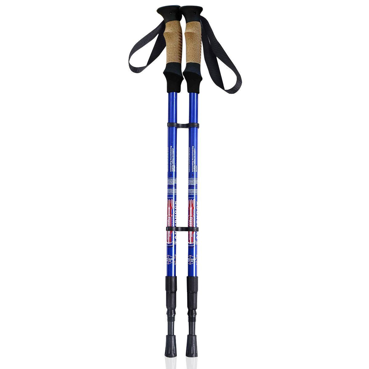 Adjustable Hiking Pole - Telescopic Walking Poles Set 3-Section Anti Shock Trekking Stick trekking - Tophatter Daily Deals