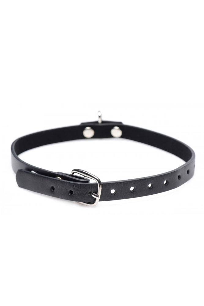 XR Brands - Master Series - Collared Vixen Silver Ring Slim Choker - Black BDSM - Tophatter Daily Deals