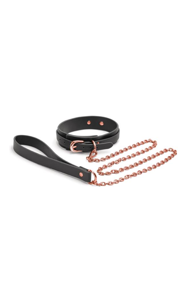 NS Novelties - Bondage Couture - Collar and Leash - Black/Rose Gold BDSM - Tophatter Daily Deals