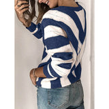 Color Block Striped V Neck Sweater for Women Long Sleeve Knit Pullover Jumper Tops Women's Tops - Tophatter Daily Deals