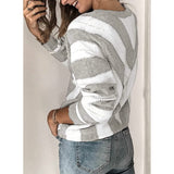 Color Block Striped V Neck Sweater for Women Long Sleeve Knit Pullover Jumper Tops Women's Tops - Tophatter Daily Deals