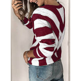 Color Block Striped V Neck Sweater for Women Long Sleeve Knit Pullover Jumper Tops Women's Tops - Tophatter Daily Deals