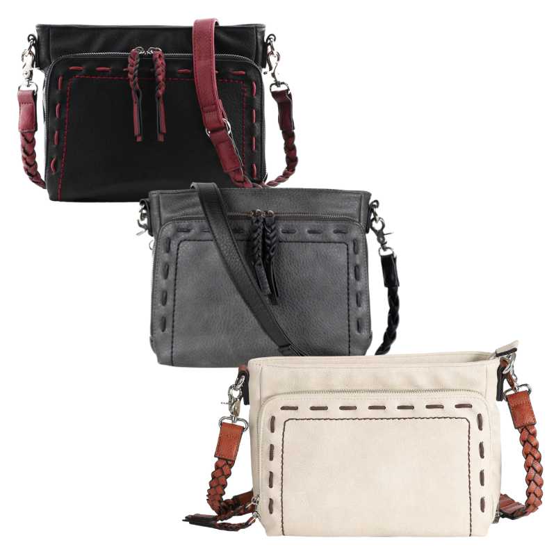 Skylar Braided Conceal Carry Crossbody Handbag Handgun Purses - Tophatter Daily Deals
