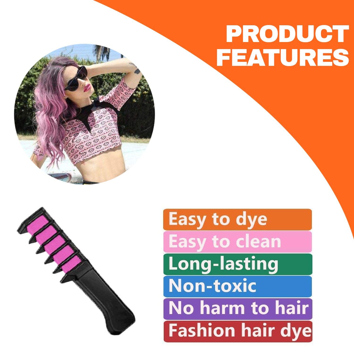 Hair Chalk Comb - 6pcs Bright Hair Color Cream for Girls Kids temporary Chalk Hair Care - Tophatter Daily Deals