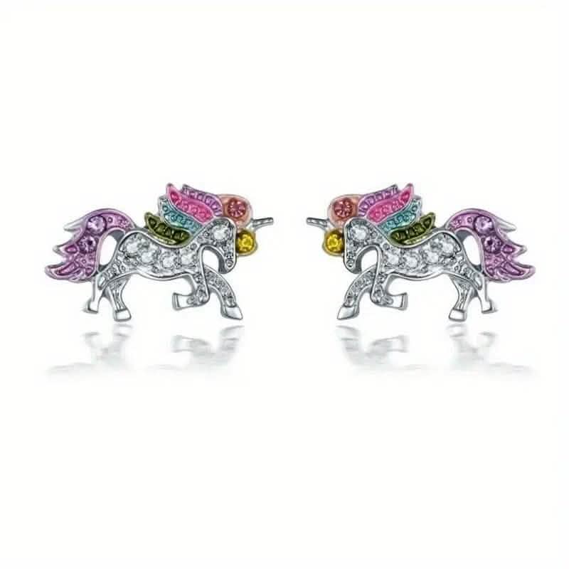Colorful Cartoon-Themed Unicorn Earrings, Necklace, Ring & Bracelet Jewelry Set Necklaces - Tophatter Daily Deals