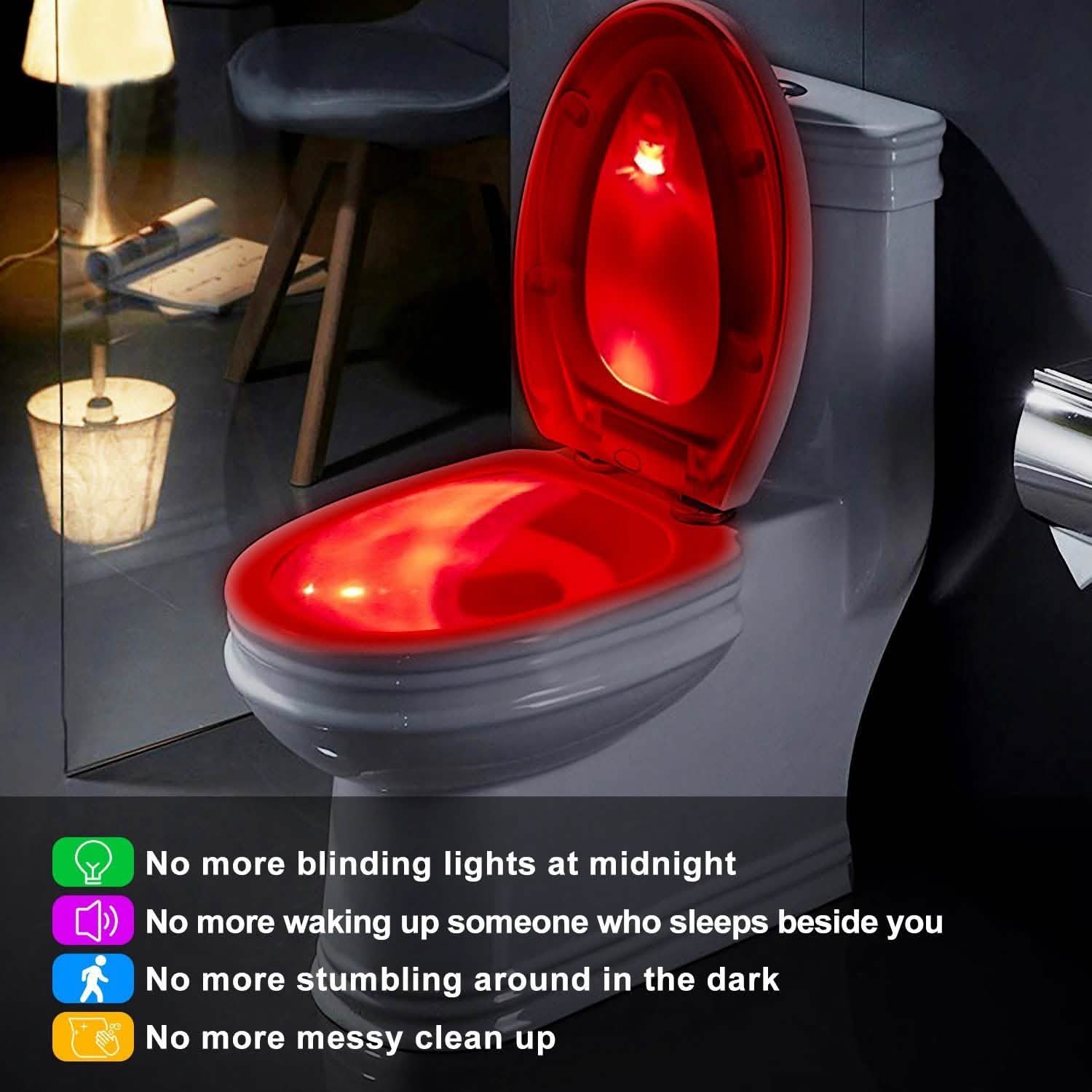 Colorful Toilet Bowl Motion Sensor Lights Bath - Tophatter Daily Deals