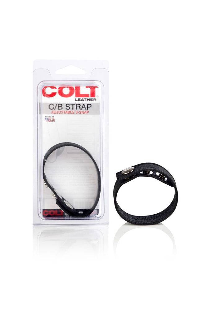 Cal Exotics - Colt - Adjustable 3 Snap Leather Cock/Ball Strap Sex Toy - Tophatter Daily Deals