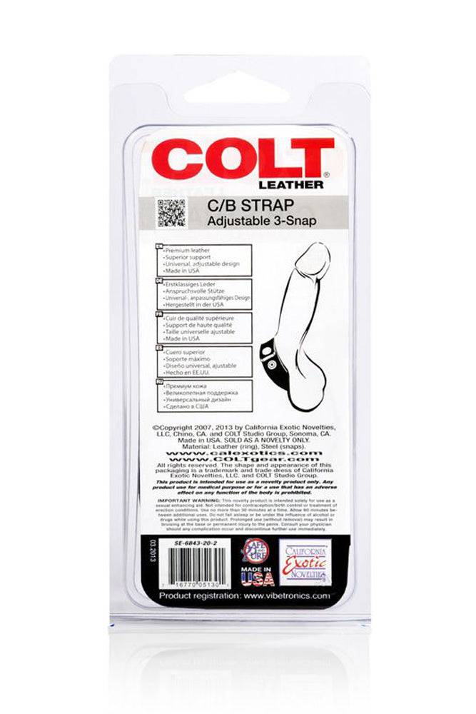 Cal Exotics - Colt - Adjustable 3 Snap Leather Cock/Ball Strap Sex Toy - Tophatter Daily Deals