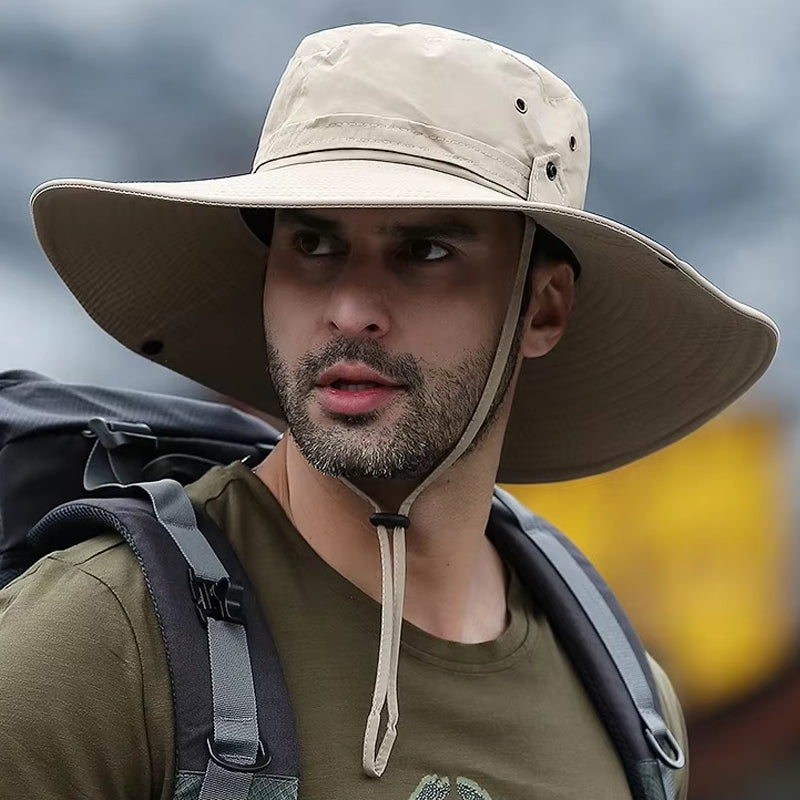 Men Outdoor Fishing Hiking Beach Hats Beige Cap - Tophatter Daily Deals