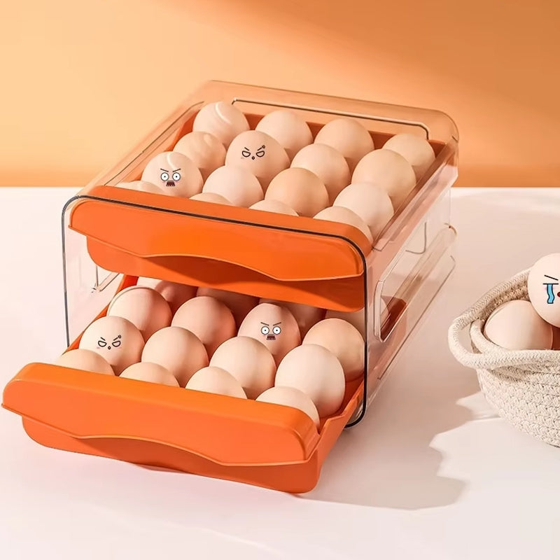 Double Drawer Egg Box - 32 Holes Orange Kitchen Supplies - Tophatter Daily Deals
