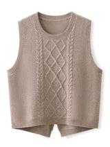 Women 100% Pure Wool Round Neck Vest Apricot Blouses - Tophatter Daily Deals