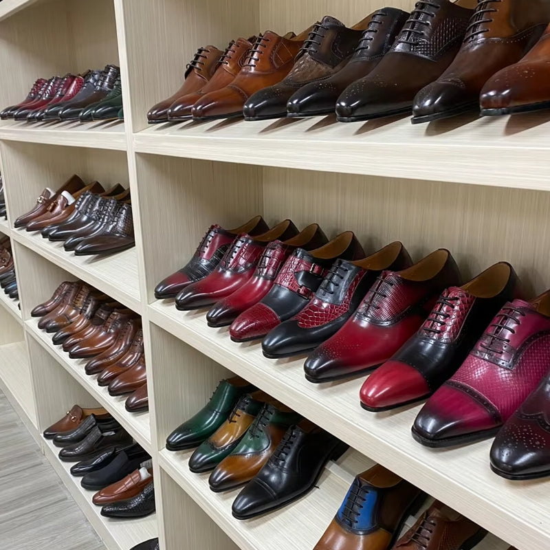 Luxury Leather Crocodile Pattern Oxford Shoes Men Dresses Shoes - Tophatter Daily Deals