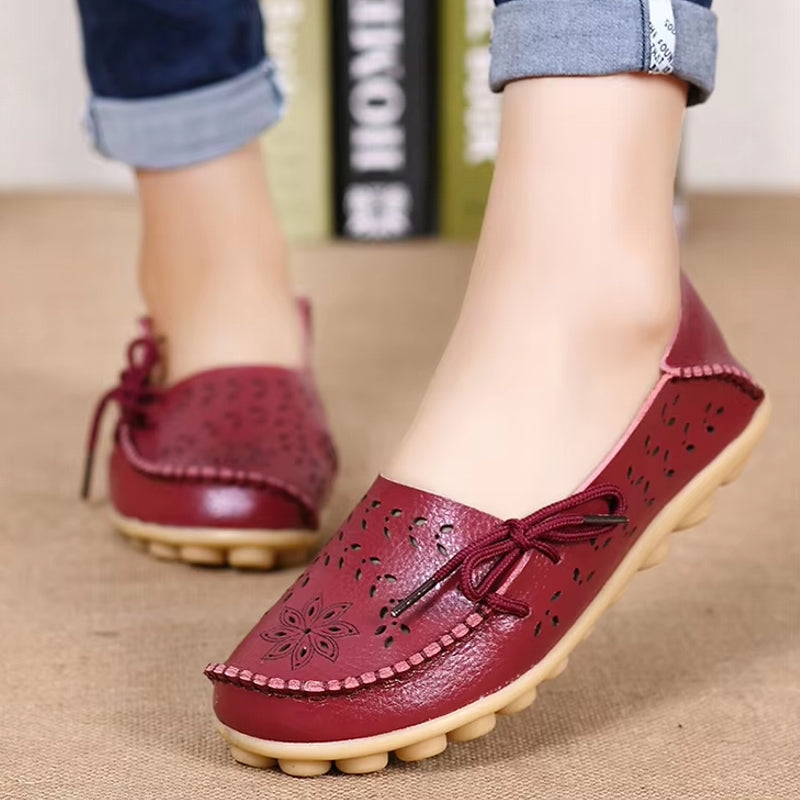 Women Casual Shoes Breathable Leather Loafers Women Shoes - Tophatter Daily Deals