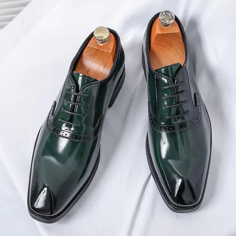 Patent Leather Men's Shoes Pointed Oxford Men Dresses Shoes - Tophatter Daily Deals
