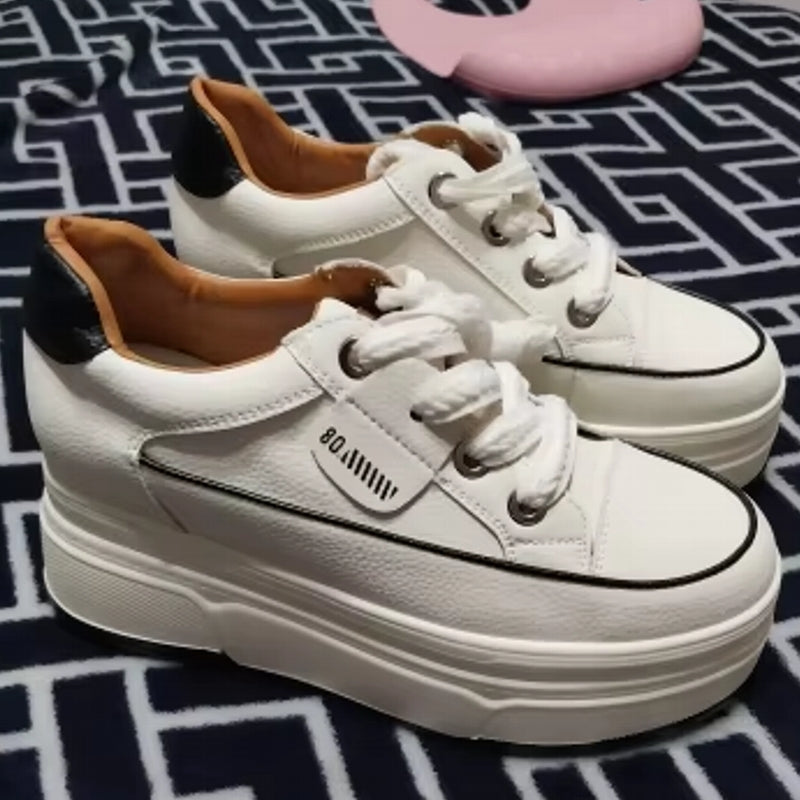 Cow Suede Genuine Leather Platform Shoes 9cm High Heel Sneaker - Tophatter Daily Deals