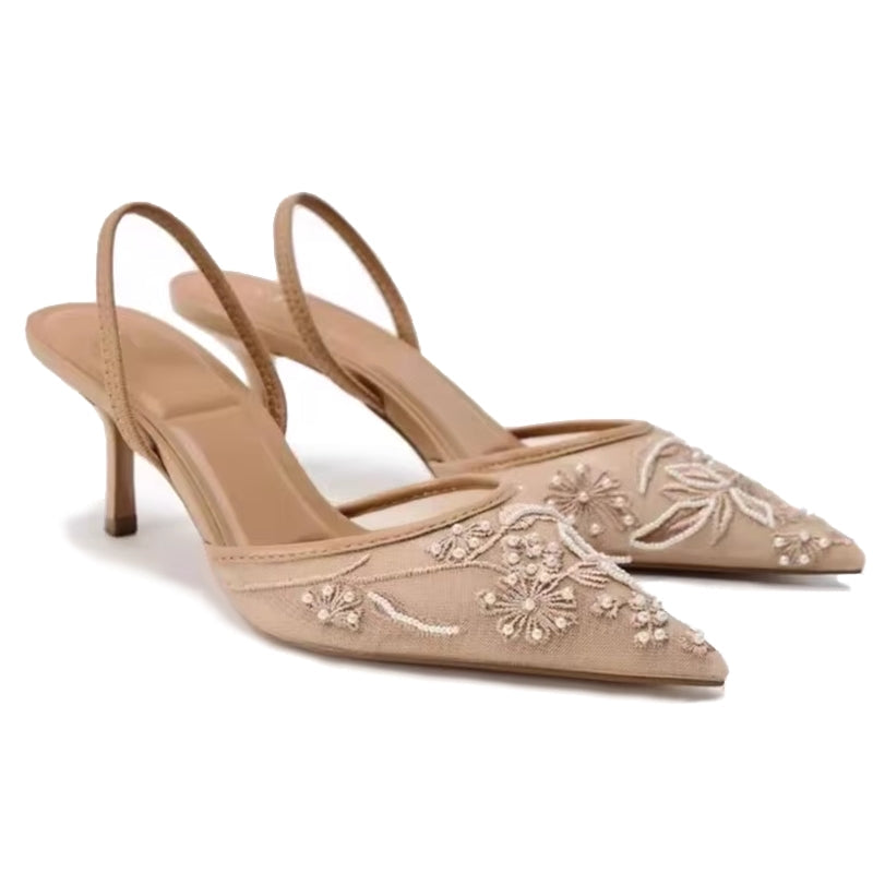 Elegant high heel slip-on pointed toe sandals 7cm 42 heels - Tophatter Daily Deals