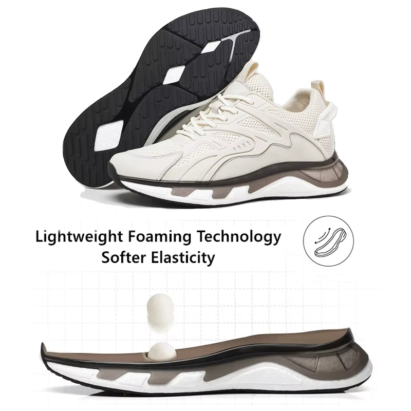 Unisex Cowhide Casual Height Increasing Shoes High Heel Sneaker - Tophatter Daily Deals
