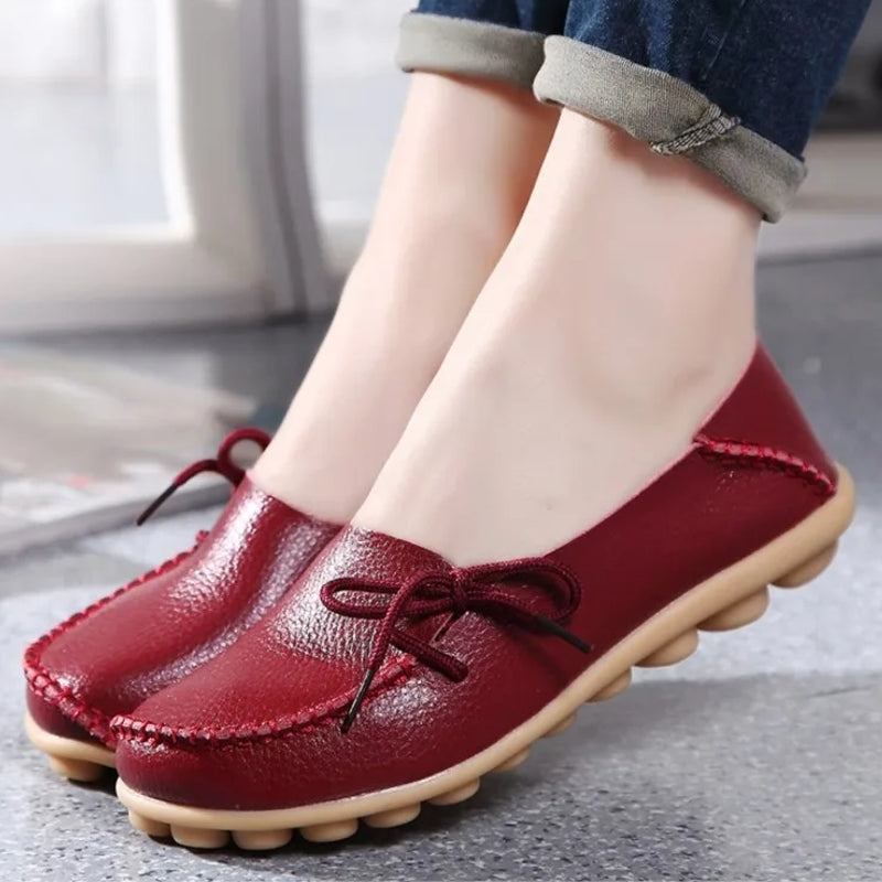 Women Shoes Slip On Bow Tie Flats Tennis Shoes Burgundy Women Shoes - Tophatter Daily Deals