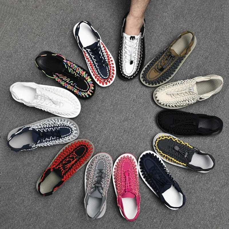 Fashion Handmade Weaving Design Beach Couples Sandals Men Sandals - Tophatter Daily Deals