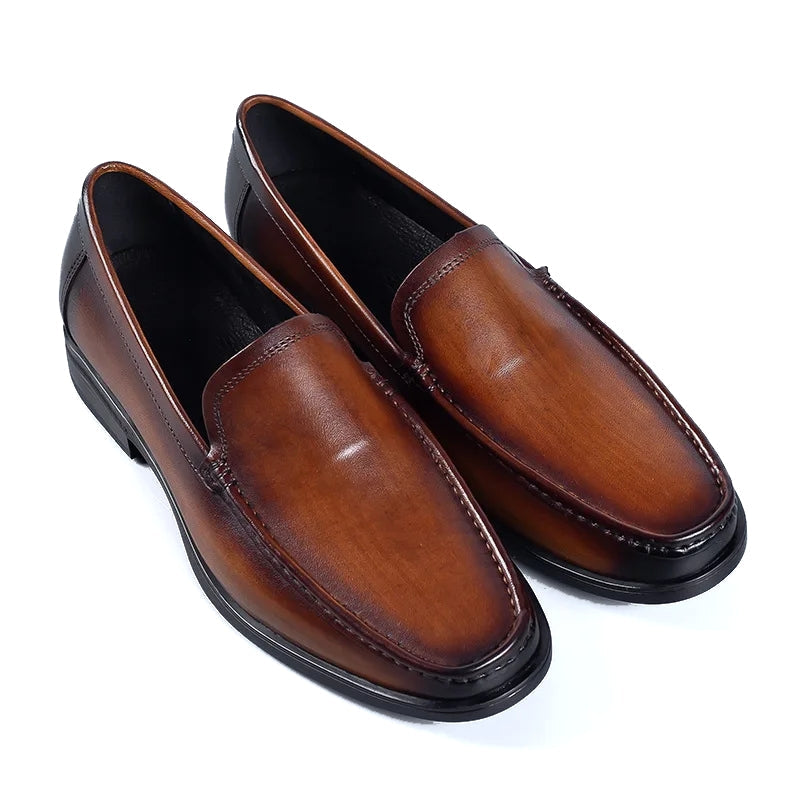 Summer Genuine Leather Oxford Dress Loafers Brown Men Dresses Shoes - Tophatter Daily Deals