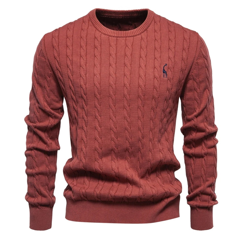 Round Neck Classic Twist Patterned Pullover Knitted Burgundy Men's Clothing - Tophatter Daily Deals