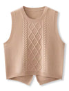 Women 100% Pure Wool Round Neck Vest Beige Blouses - Tophatter Daily Deals