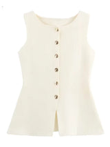 Fashion Knitted Sweater Waistcoat For Women Beige Blouses - Tophatter Daily Deals