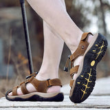 Summer Men Sandals Leather Beach Shoes Men Sandals - Tophatter Daily Deals